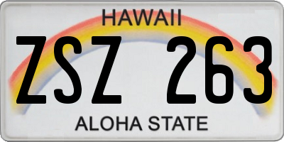 HI license plate ZSZ263
