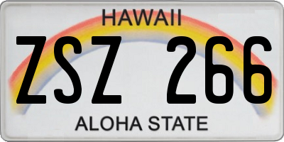 HI license plate ZSZ266