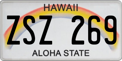 HI license plate ZSZ269