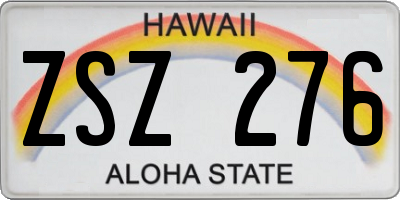 HI license plate ZSZ276