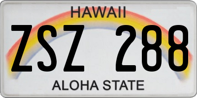 HI license plate ZSZ288