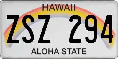 HI license plate ZSZ294