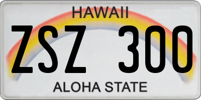 HI license plate ZSZ300