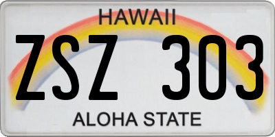 HI license plate ZSZ303