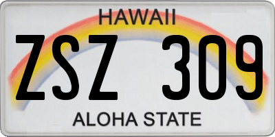 HI license plate ZSZ309