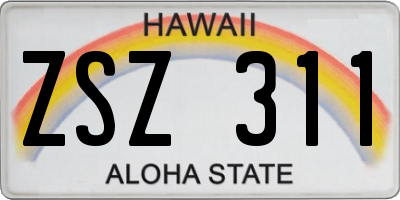HI license plate ZSZ311