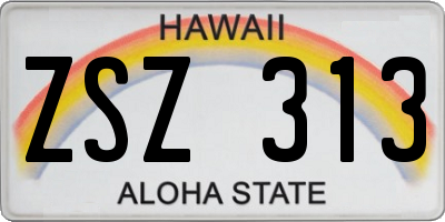 HI license plate ZSZ313