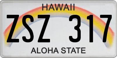 HI license plate ZSZ317