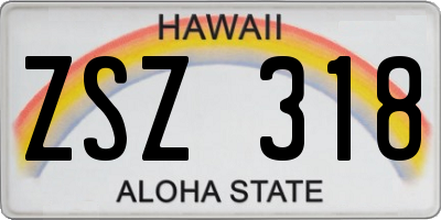 HI license plate ZSZ318