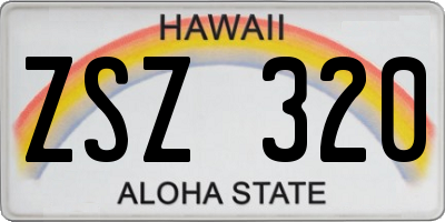 HI license plate ZSZ320