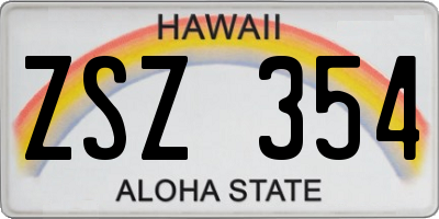 HI license plate ZSZ354