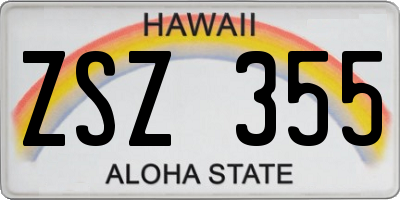 HI license plate ZSZ355