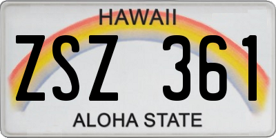 HI license plate ZSZ361
