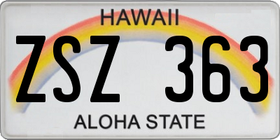 HI license plate ZSZ363