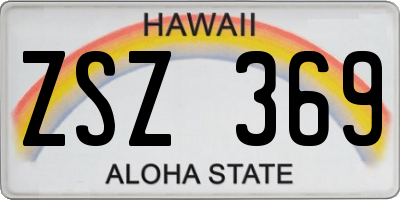 HI license plate ZSZ369