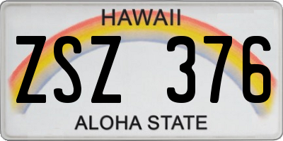 HI license plate ZSZ376