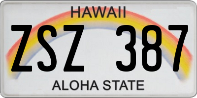 HI license plate ZSZ387