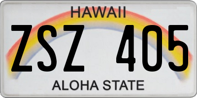 HI license plate ZSZ405