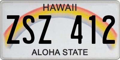 HI license plate ZSZ412