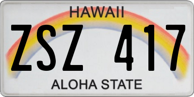 HI license plate ZSZ417