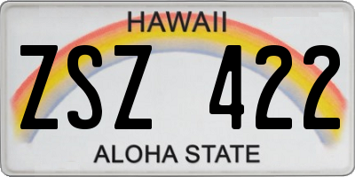 HI license plate ZSZ422
