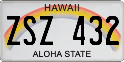 HI license plate ZSZ432