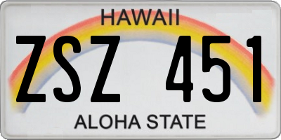 HI license plate ZSZ451