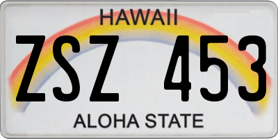HI license plate ZSZ453