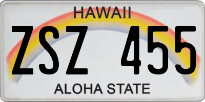 HI license plate ZSZ455