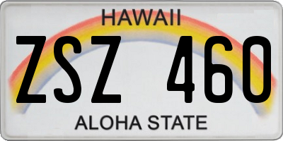HI license plate ZSZ460
