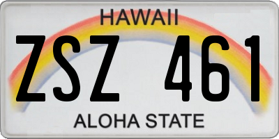 HI license plate ZSZ461
