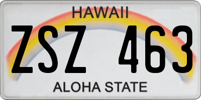 HI license plate ZSZ463