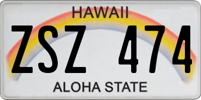HI license plate ZSZ474