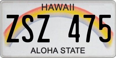 HI license plate ZSZ475