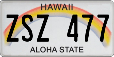 HI license plate ZSZ477