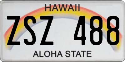 HI license plate ZSZ488