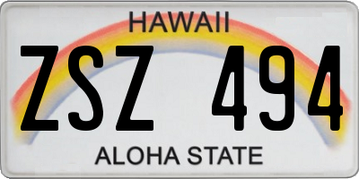 HI license plate ZSZ494