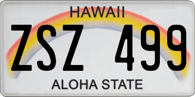 HI license plate ZSZ499