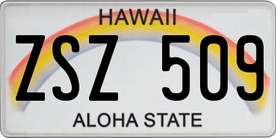 HI license plate ZSZ509