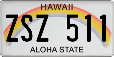 HI license plate ZSZ511