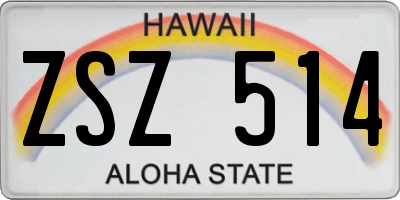 HI license plate ZSZ514