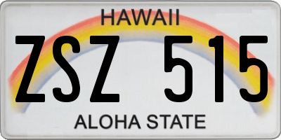 HI license plate ZSZ515