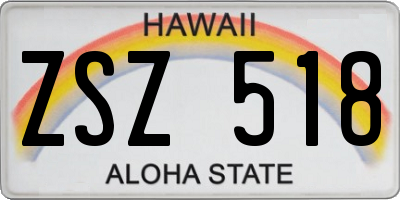HI license plate ZSZ518