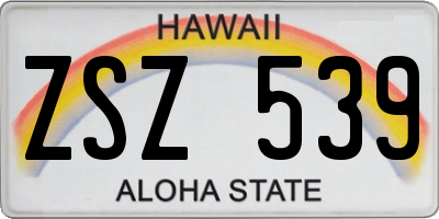 HI license plate ZSZ539