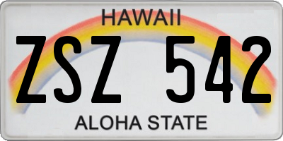 HI license plate ZSZ542