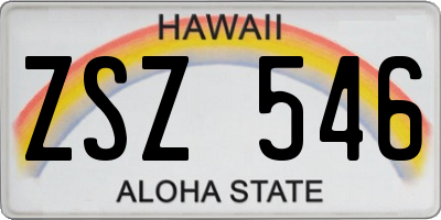 HI license plate ZSZ546