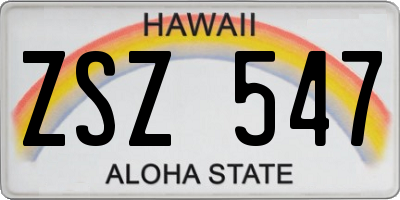 HI license plate ZSZ547