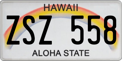 HI license plate ZSZ558