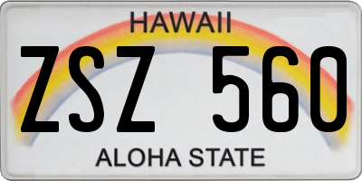 HI license plate ZSZ560