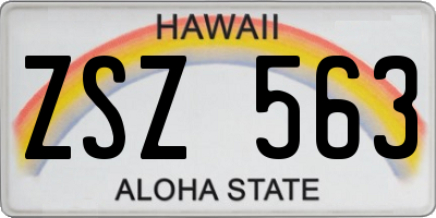 HI license plate ZSZ563